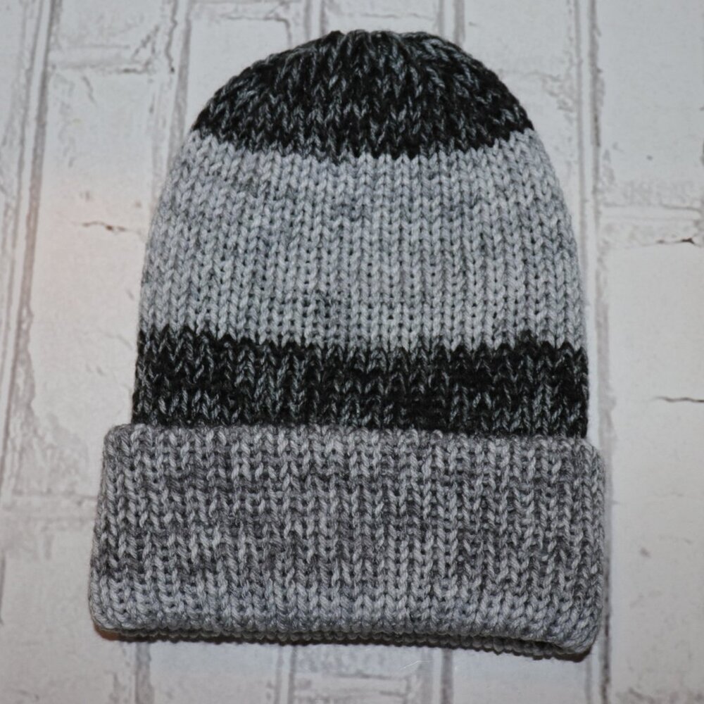 🖤 Handmade Gradient Beanie · Stormy Luxe Yarn · Boutique Knit